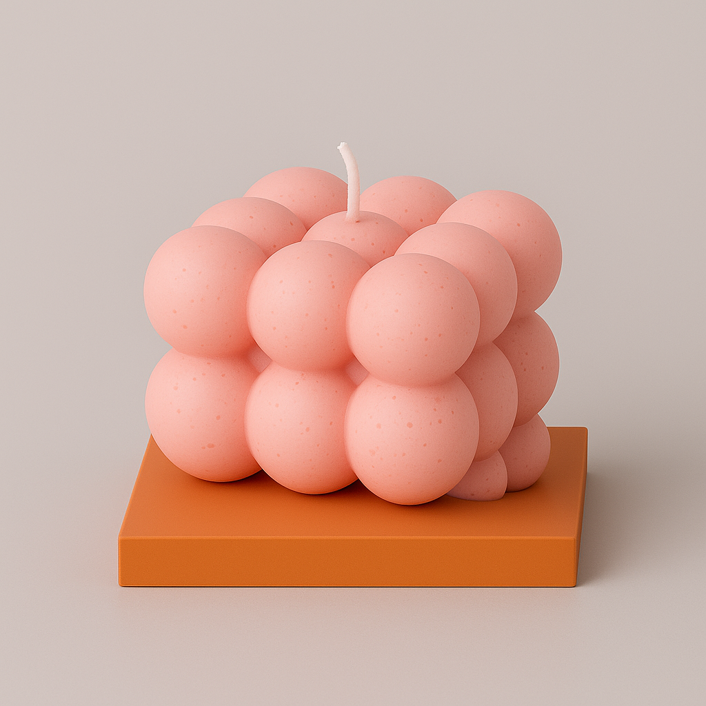Divers Bougie Moulée petit Cube Bois de Rosé
