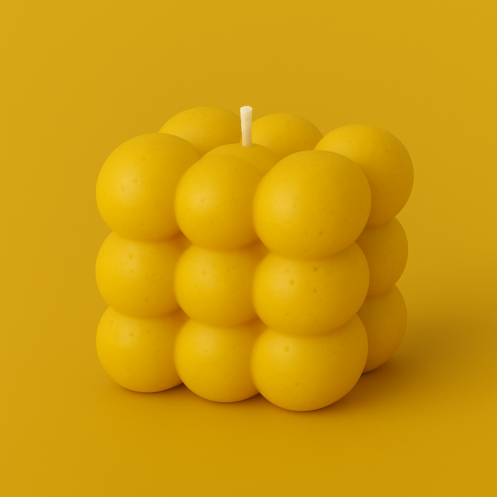 Divers Bougie Moulée grand Cube Citron Jaune
