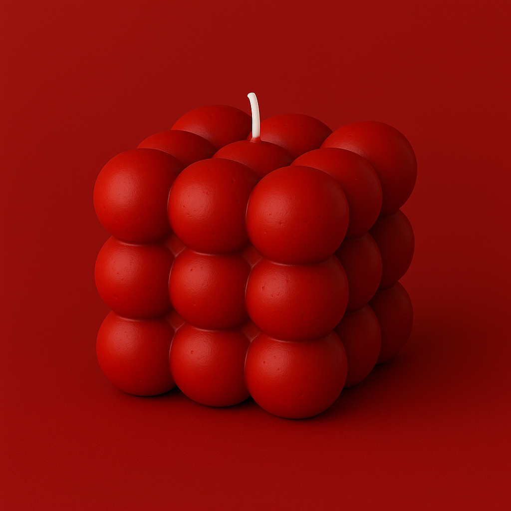 Divers Bougie Moulée grand Cube Pomme Cannelle