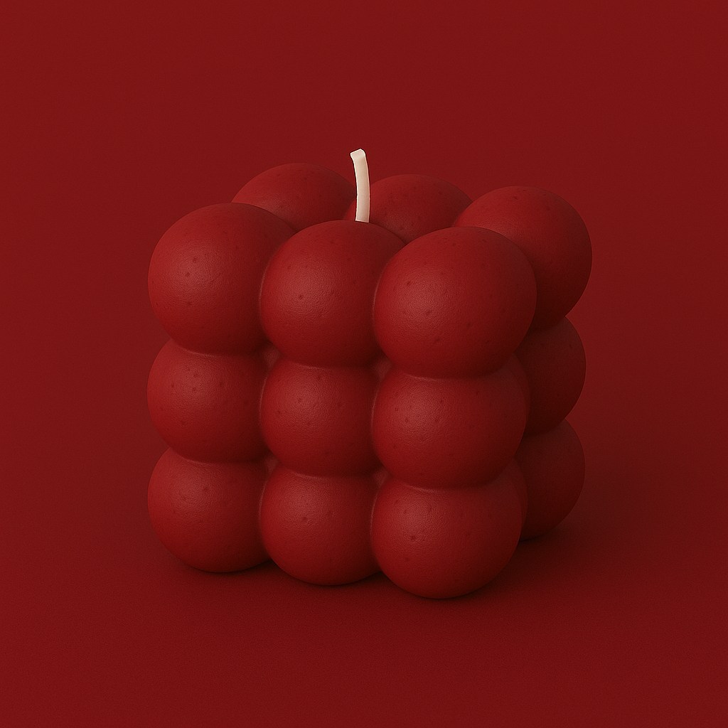 Divers Bougie Moulée grand Cube Framboise Citron