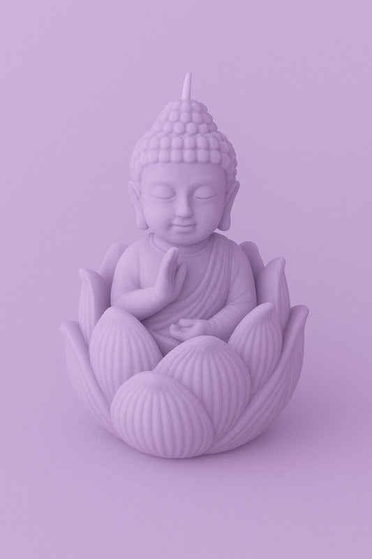 Décoration de cire sans mèche Fleur de Lotus Bouddha Lilas