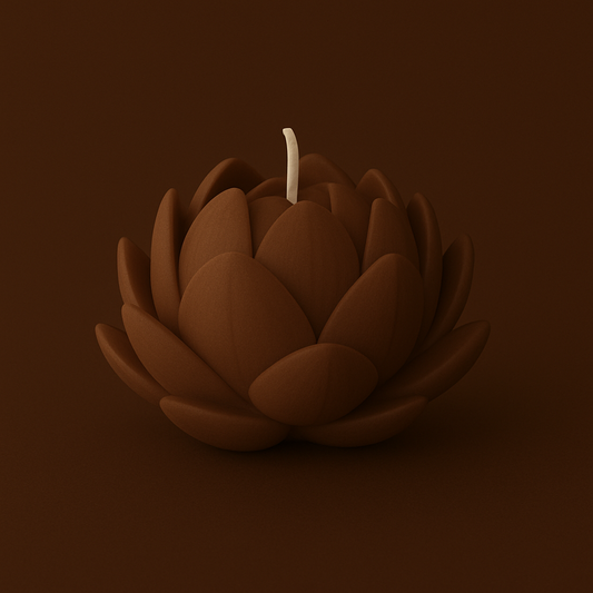 Divers Bougie Moulée Fleur de Lotus Chocolat Noisette