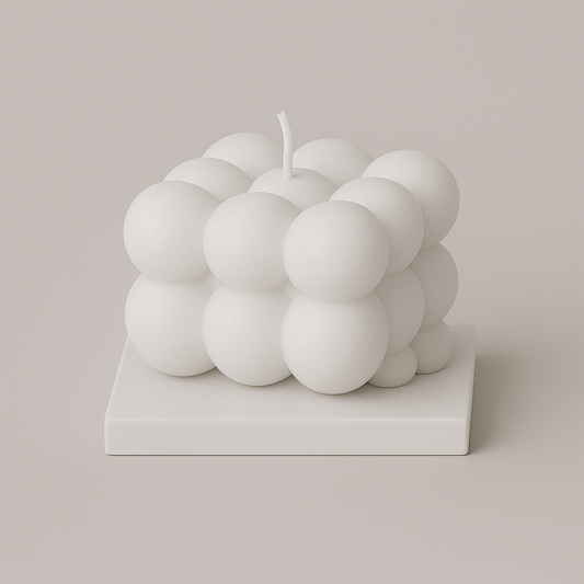 Divers Bougie Moulée petit Cube Fleur de Coton