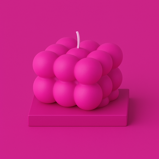 Divers Bougie Moulée petit Cube Pivoine