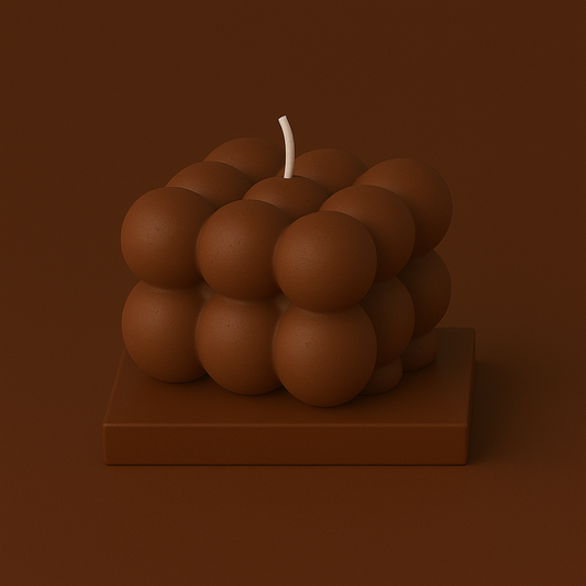 Divers Bougie Moulée petit Cube Marron Glacé