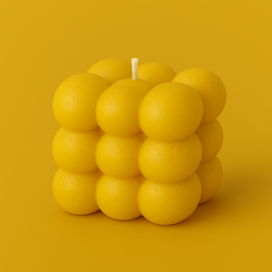 Divers Bougie Moulée grand Cube Mimosa