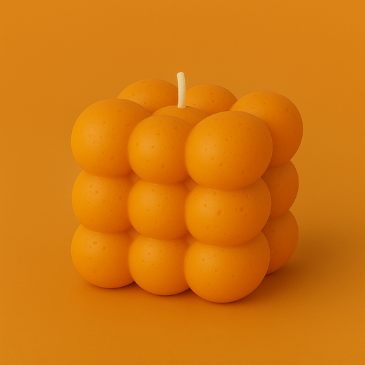 Divers Bougie Moulée grand Cube Mangue