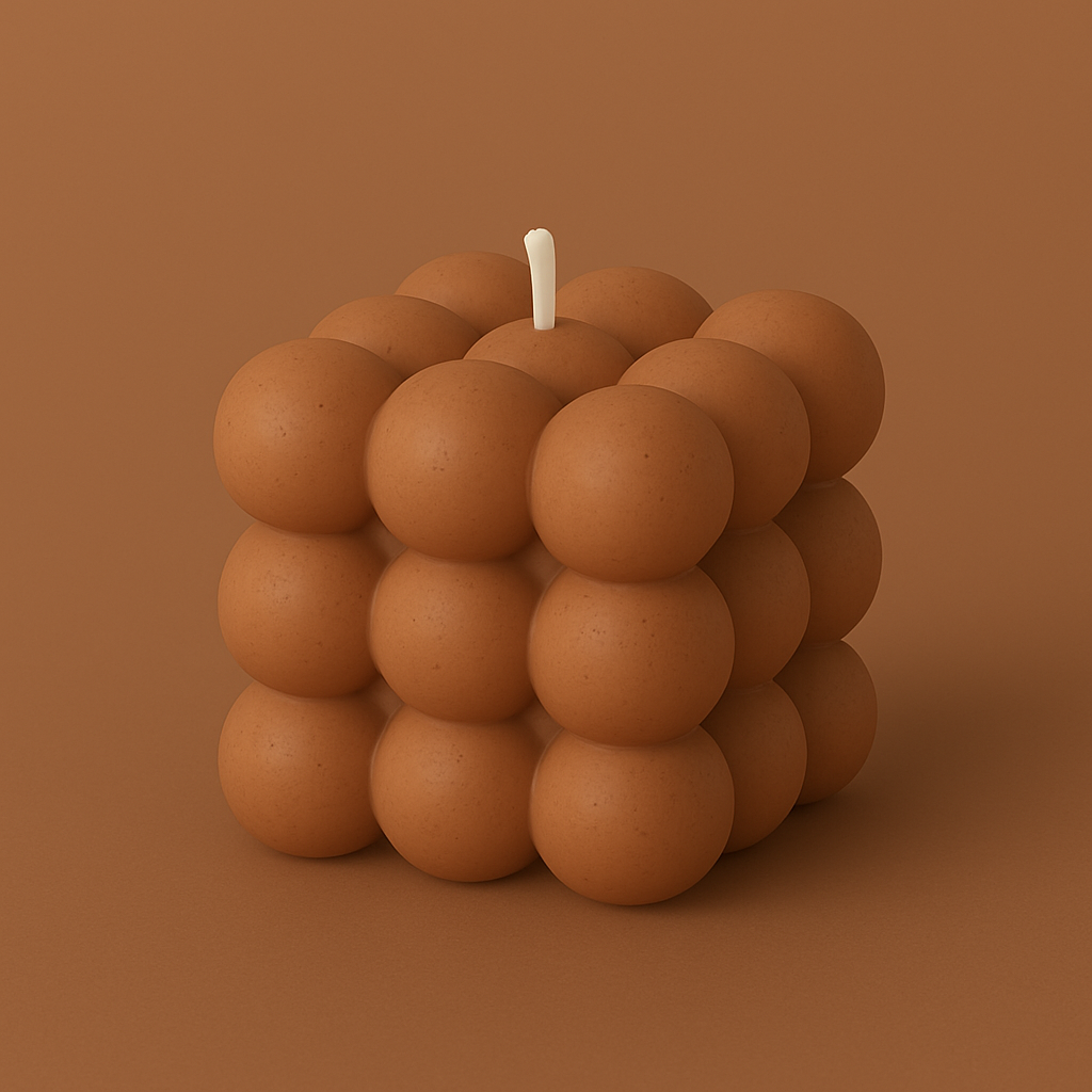 Divers Bougie Moulée grand Cube Caramel Beurre Salé