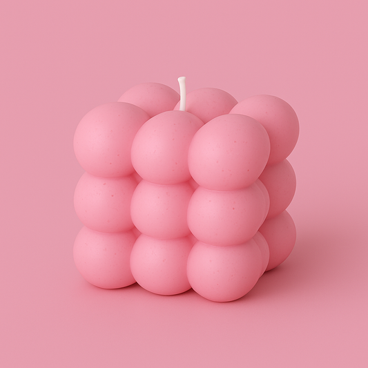Divers Bougie Moulée grand Cube Bois de Rosé