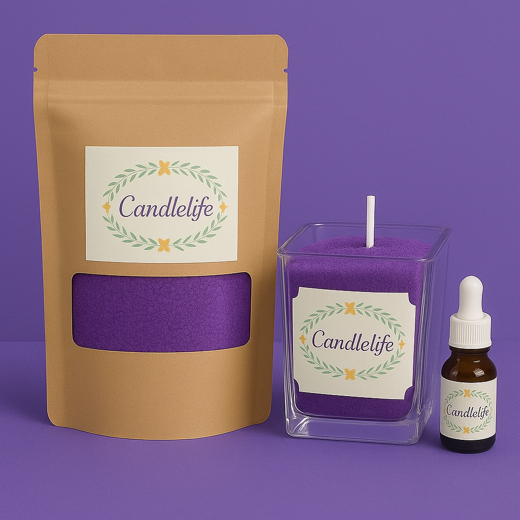 Kit bougie sable de cire Caramel Myrtille