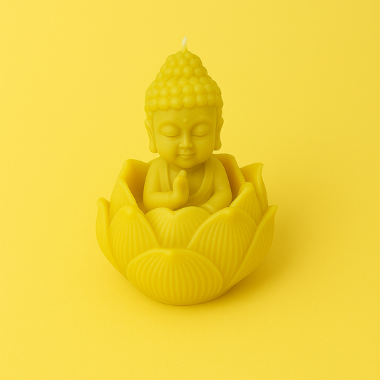 Décoration de cire sans mèche Fleur de Lotus Bouddha Miel