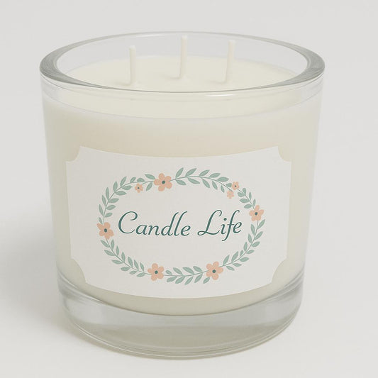 Bougie trois mèches fleur blanche