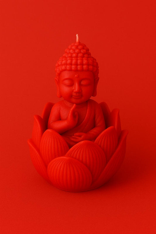 Décoration de cire sans mèche Fleur de Lotus Bouddha Cerise